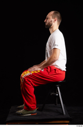 Whole Body Man White Shoes Shirt Slim Sitting Panties Bearded Studio photo references